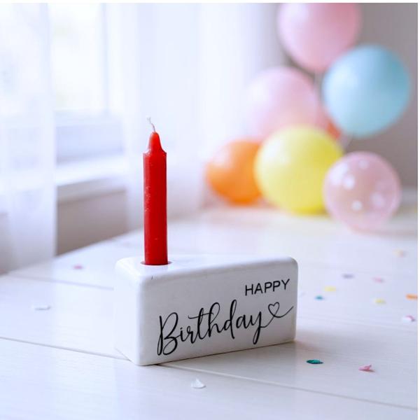 Deko Tortenstück Kerzenhalter Pustekuchen Kuchenstück Happy Birthday Geburtstag aus Raysin - Artikel-Nr. 1100059